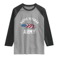 Native American Army Veteran US Flag Indigenous Soldier Raglan Shirt