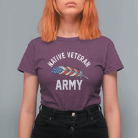 Native American Army Veteran US Flag Indigenous Soldier T Shirt For Women