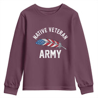 Native American Army Veteran US Flag Indigenous Soldier Youth Sweatshirt