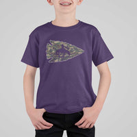 Arrowhead Hunter Native American Camouflage USA Flag T Shirt For Kid