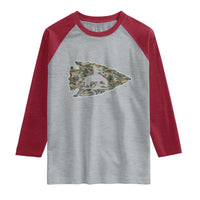 Arrowhead Hunter Native American Camouflage USA Flag Raglan Shirt