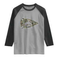 Arrowhead Hunter Native American Camouflage USA Flag Raglan Shirt