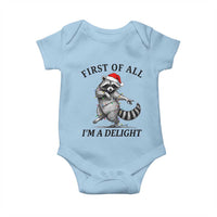 First Of All I Am A Delight Baby Onesie Funny Christmas Raccoon - Wonder Print Shop