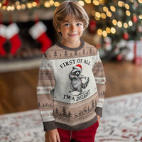 First Of All I Am A Delight Ugly Christmas Sweater Funny Xmas Raccoon - Wonder Print Shop