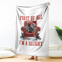 First Of All I Am A Delight Throw Blanket Funny Raccoon Christmas Meme - undefined