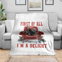 First Of All I Am A Delight Throw Blanket Funny Raccoon Christmas Meme - undefined