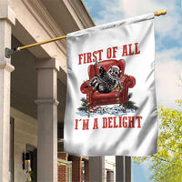 First Of All I Am A Delight Garden Flag Funny Raccoon Christmas Meme - Wonder Print Shop