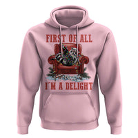 First Of All I Am A Delight Hoodie Funny Raccoon Christmas Meme - Wonder Print Shop