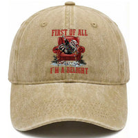 First Of All I Am A Delight Washed Cotton Baseball Cap Funny Raccoon Christmas Meme
