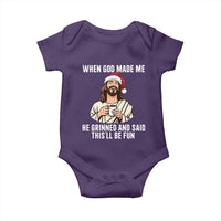 Funny Jesus Christian Christmas Baby Onesie When God Made Me He Grinned And Said This Will Be Fun - Wonder Print Shop