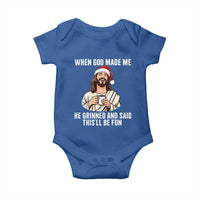 Funny Jesus Christian Christmas Baby Onesie When God Made Me He Grinned And Said This Will Be Fun - Wonder Print Shop