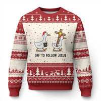 Christian Xmas Goose Ugly Christmas Sweater Off To Follow Jesus - Wonder Print Shop