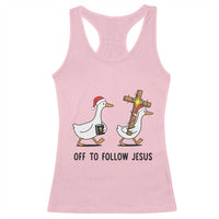 Christian Christmas Goose Racerback Tank Top Off To Follow Jesus - Wonder Print Shop