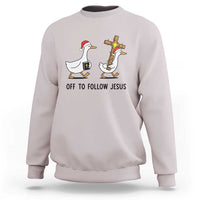 Christian Christmas Goose Sweatshirt Off To Follow Jesus - Wonder Print Shop
