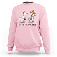 Christian Christmas Goose Sweatshirt Off To Follow Jesus - Wonder Print Shop