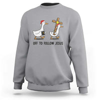 Christian Christmas Goose Sweatshirt Off To Follow Jesus - Wonder Print Shop