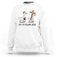 Christian Christmas Goose Sweatshirt Off To Follow Jesus - Wonder Print Shop