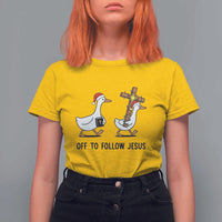 Christian Christmas Goose T Shirt For Women Off To Follow Jesus - Wonder Print Shop