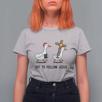 Christian Christmas Goose T Shirt For Women Off To Follow Jesus - Wonder Print Shop