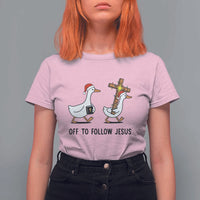 Christian Christmas Goose T Shirt For Women Off To Follow Jesus - Wonder Print Shop
