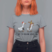 Christian Christmas Goose T Shirt For Women Off To Follow Jesus - Wonder Print Shop