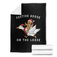 Festive Goose On The Loose Christmas Throw Blanket Funny Goose Gingerbread Xmas - Wonder Print Shop