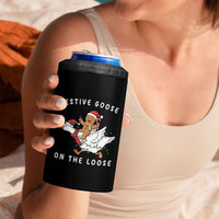Festive Goose On The Loose Christmas 4 in 1 Can Cooler Tumbler Funny Goose Gingerbread Xmas - Wonder Print Shop