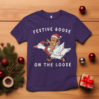 Festive Goose On The Loose Christmas T Shirt Funny Goose Gingerbread Xmas - Wonder Print Shop