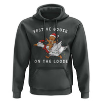 Festive Goose On The Loose Christmas Hoodie Funny Goose Gingerbread Xmas - Wonder Print Shop