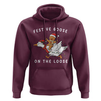 Festive Goose On The Loose Christmas Hoodie Funny Goose Gingerbread Xmas - Wonder Print Shop