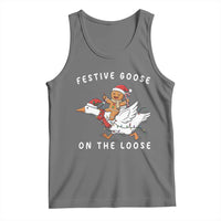 Festive Goose On The Loose Christmas Tank Top Funny Goose Gingerbread Xmas - Wonder Print Shop
