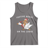 Festive Goose On The Loose Christmas Tank Top Funny Goose Gingerbread Xmas - Wonder Print Shop