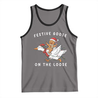 Festive Goose On The Loose Christmas Tank Top Funny Goose Gingerbread Xmas - Wonder Print Shop