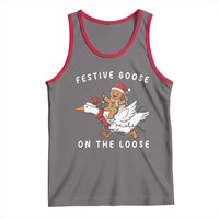 Festive Goose On The Loose Christmas Tank Top Funny Goose Gingerbread Xmas - Wonder Print Shop