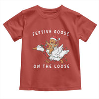 Festive Goose On The Loose Christmas Toddler T Shirt Funny Goose Gingerbread Xmas - Wonder Print Shop