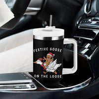 Festive Goose On The Loose Christmas Tumbler With Handle Funny Goose Gingerbread Xmas - Wonder Print Shop