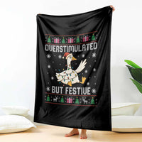 Funny Silly Goose Christmas Throw Blanket Overstimulated But Festive - Wonder Print Shop
