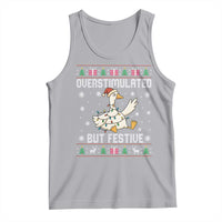 Funny Silly Goose Christmas Tank Top Overstimulated But Festive - Wonder Print Shop