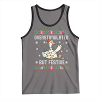 Funny Silly Goose Christmas Tank Top Overstimulated But Festive - Wonder Print Shop
