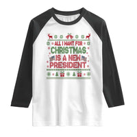 All I Want For Christmas Is A New President Raglan Shirt Funny Democrat Christmas - Wonder Print Shop