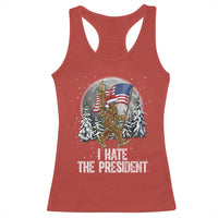 Funny Bigfoot Christmas Political Meme Racerback Tank Top I Hate The President - Wonder Print Shop