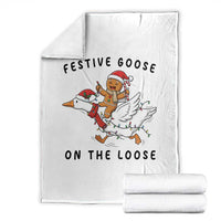 Funny Goose Christmas Throw Blanket Festive Goose On The Loose Xmas - Wonder Print Shop