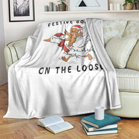 Funny Goose Christmas Throw Blanket Festive Goose On The Loose Xmas - Wonder Print Shop