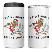 Funny Goose Christmas 4 in 1 Can Cooler Tumbler Festive Goose On The Loose Xmas - Wonder Print Shop