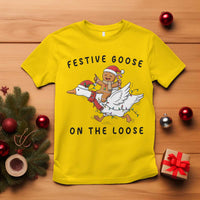 Funny Goose Christmas T Shirt Festive Goose On The Loose Xmas - Wonder Print Shop