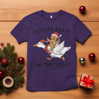 Funny Goose Christmas T Shirt Festive Goose On The Loose Xmas - Wonder Print Shop