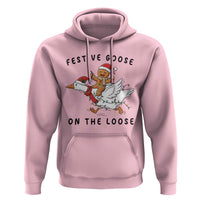 Funny Goose Christmas Hoodie Festive Goose On The Loose Xmas - Wonder Print Shop