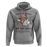 Funny Goose Christmas Hoodie Festive Goose On The Loose Xmas - Wonder Print Shop