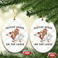 Funny Goose Christmas Ceramic Ornament Festive Goose On The Loose Xmas - Wonder Print Shop