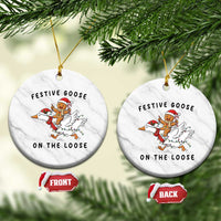 Funny Goose Christmas Ceramic Ornament Festive Goose On The Loose Xmas - Wonder Print Shop